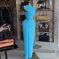 European and american cross-border women's fashion:  autumn new arrival - elegant, designer, ruched, slim-fit, solid color, long dress