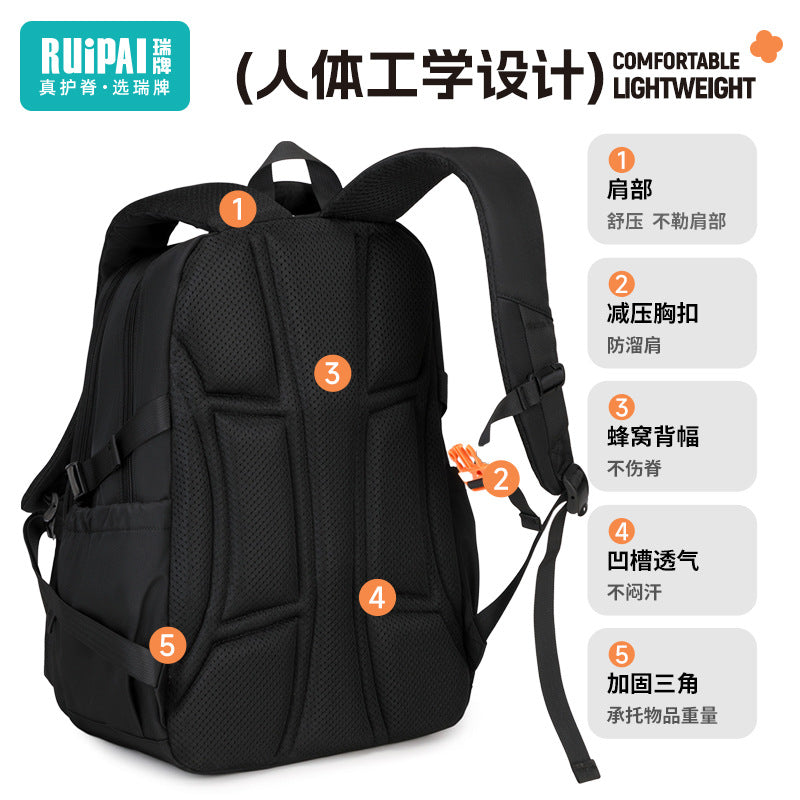 Ruipai Middle School University School Bag Male 2025 New High School Student Large Capacity High School Student Burden Reduction Ridge Backpack