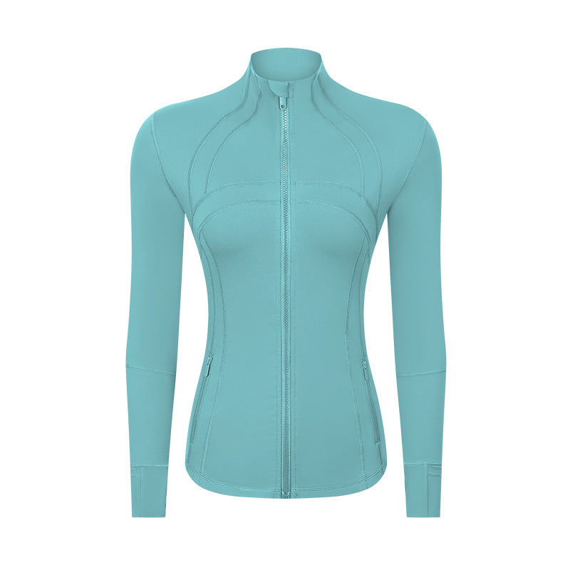 Fall and winternew arrival yoga sports outwear women's elastic zipper running fitness yoga long sleevestopsjacketz18031