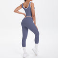 New arrivalnude contrast color sports vest yoga clothes cross high waist hip lifting tight pants suit running fitness clothes