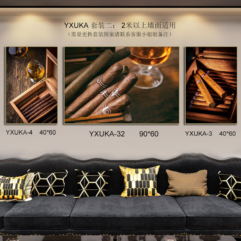 Cigar painting American bar high-end club nightclub box wall decoration painting whiskey winery beautiful woman mural