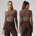 women's long-sleeve high-intensity slim-fit activewear top - running, slimming, stand collar, workout top, yoga top (can be worn as outerwear)