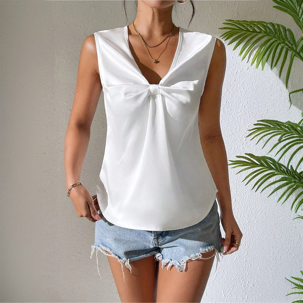 Hot Sale in International Station Women's Versatile Simple Style T-Shirt 2025 Spring and Summer New Fashion Commuter Sleeveless Top