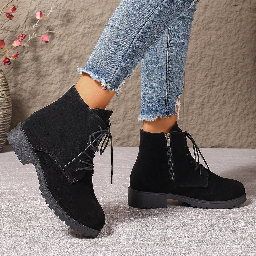 plus size women's boots new arrivalfashion short boots women's thick heel round toe boots side zipper british style women's shoes