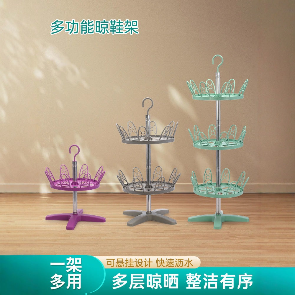 Shoe rack outdoor balcony multi-layer household simple slippers hanger rotating shoe rack floor drying shoe plastic drying rack