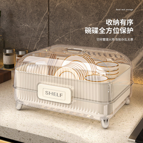Tableware Storage Box with Lid Bowl Box Loading Dishes Plates Cutlery Household Bowl Rack Shelf Kitchen Drain Cupboard