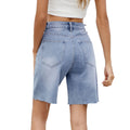 Fashion cross-border foreign trade summer new  independent station washed straight-leg casual hemmed denim shorts women's fashion