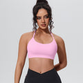 New arrival nude yoga vest thin shoulder straps detachable breast pad sports intimates suspenders beautiful back push up fitness bra
