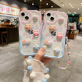 Suitable for apple 16pro gradient color bunny doll mobile phone case iphonex bracelet protective cover 13 good looks