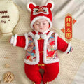 Festive new year outfit for baby: chinese new year clothes, full month, 100-day celebration, first birthday cotton-padded jumpsuit, red romper, fleece-lined outdoor cotton-padded coat