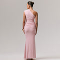 Amazon us & europe women's clothing  summer new fashion solid color elegant one-shoulder sexy slim-fit dress wholesale