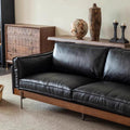 Tal sofa first layer cowhide black frenchretro medieval style straight row three slot solid wood full leather sofa