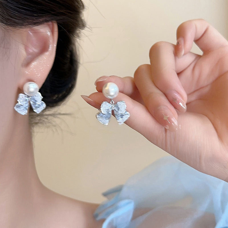 Ins style pearl earrings for women 925 silver needle niche design butterfly earrings accessible luxury high-end earrings earrings earrings