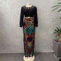 sourcing:  spring/autumn stretchy, elegant, plus-size, high-waisted, round neck, pullover, sequined bodycon maxi dress with belt