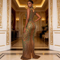sexy backless luxury rhinestone dress - european & american style, sparkling nightclub performance costume, party evening gown