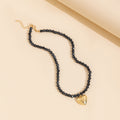 Black beaded necklace wholesale - european & american cross-border metal heart pendant geometric unique fashion trend heart necklace