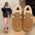 Thick sole birkenstock short snow boots for women fleece-linedheattechpopular slip-on autumn winter2025new arrival bean cotton shoes