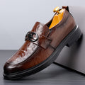 Business formal leather shoes for men live broadcast hand-grabbed patterned feet british slip-on casual groom wedding suit shoes