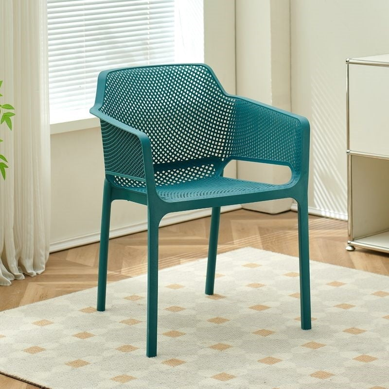 Plastic chair scandinavian dining chair for homethickenedcasual armrest courtyard outdoor backrest chair stool cut out dining table and chairs