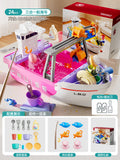 Boys and girls fishing net fishing pool fishing boat playing water wheel ship dishwasher water discharge artificial play house toys