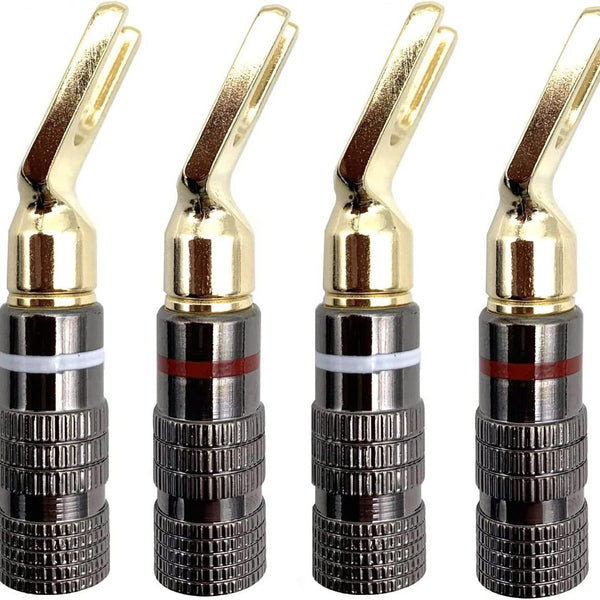 Banana head socket 4MM gold-plated solder-free audio speaker, power amplifier plug, speaker cable connector, red circle, black