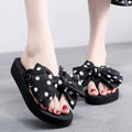 3cm flip-flops polka dot bow korean style black