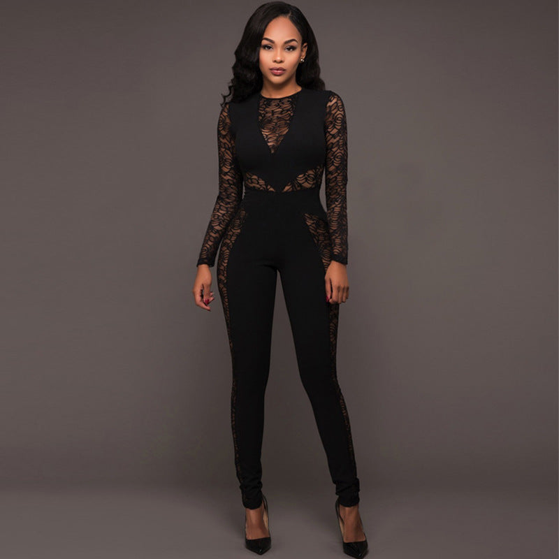 L9831 special offer: no returns or exchanges. please purchase with care. cross-border  fashion women's sexy lace jumpsuit