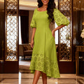 African-inspired elegant cutout bubble sleeve dress - off-the-shoulder, slimming a-line party dress with asymmetrical hem