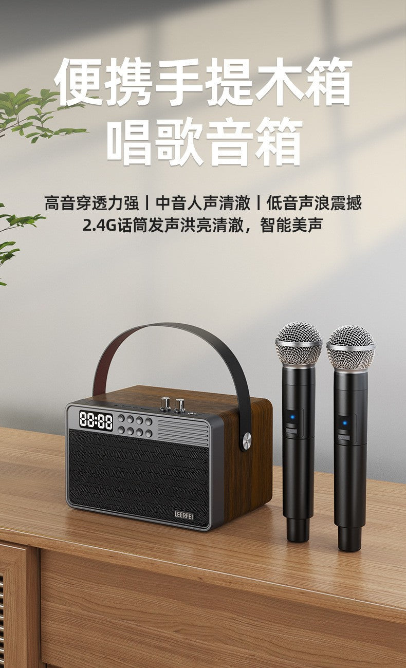 E-4113 wireless bluetooth speaker - all-in-one home karaoke machine with built-in microphone for singing, outdoor use, and trendy karaoke fun