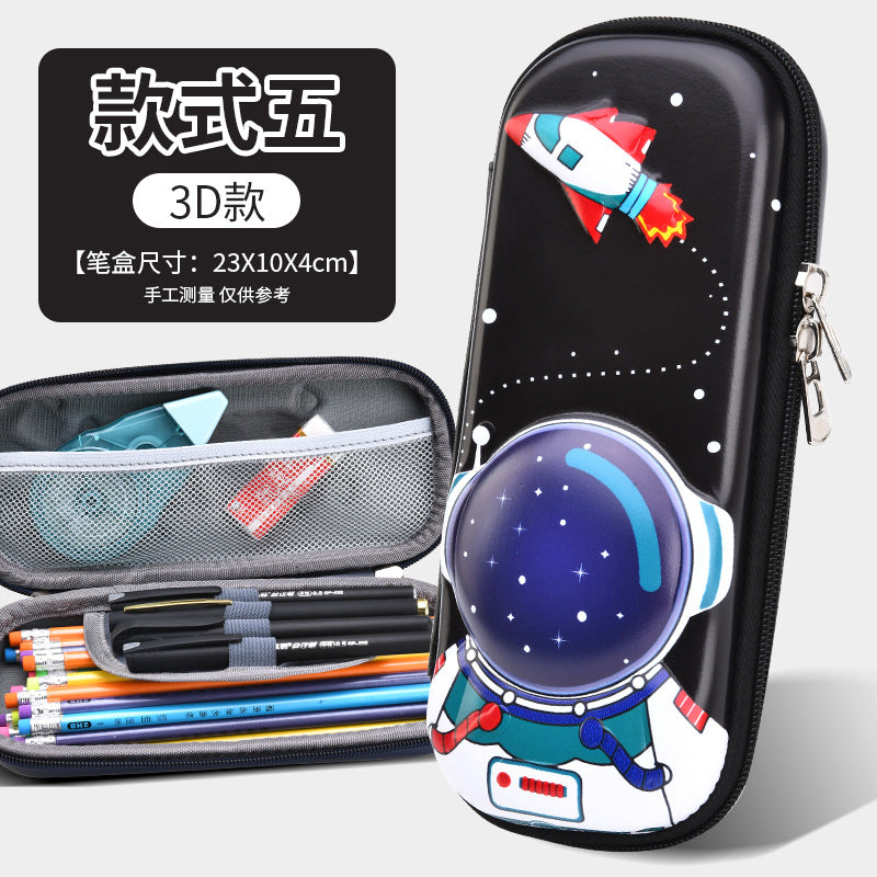 New eva stationery box, drop-resistant, water-repellent, large capacity, cartoon pencil case, multifunctional 3d leather material, waterproof and water-repellent