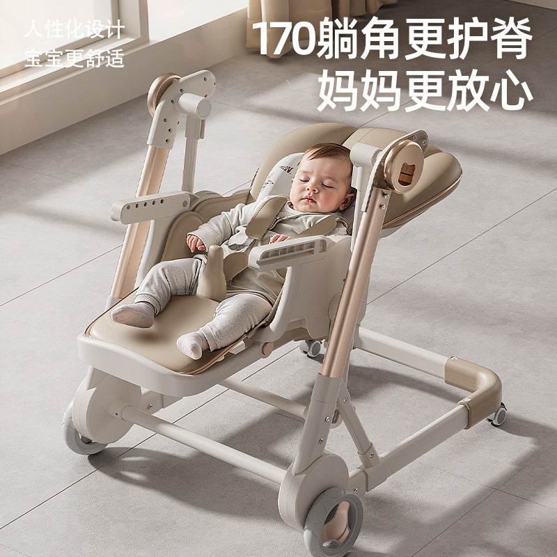 Children's baby dining chair foldable multi-functional push and shake dining seat household dining table baby dining table 1-6 years old