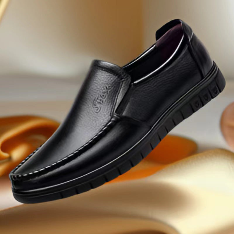 2025 new versatile men's leather shoes - soft sole business casual loafers - perfect for work, security, and dad shoes - wholesale available
