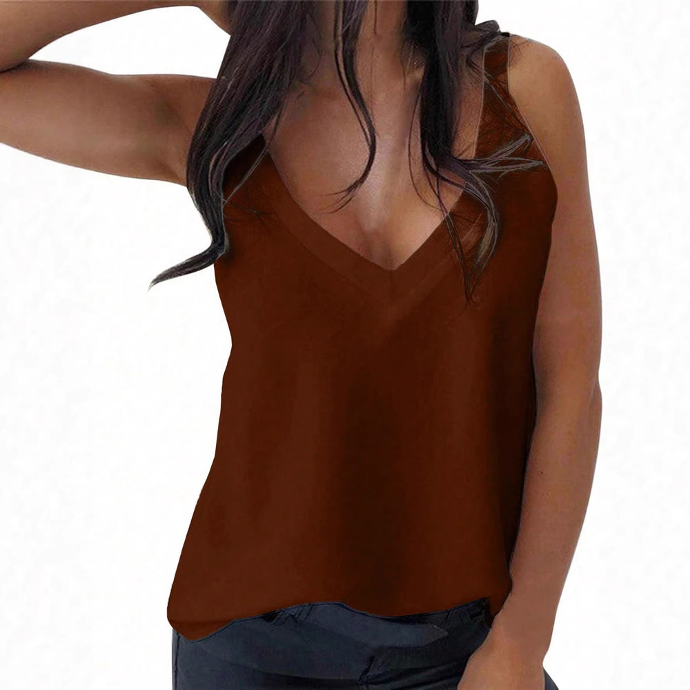 Amazon fashion cross-border women's v neck camisole elegantslimming lookoutwear loose camisole