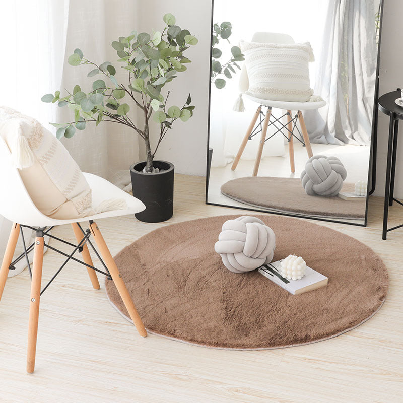 Imitation rabbit fur round carpet cat feeling floor mat hanging basket bedroom white ins bedside living room stuffed round mat