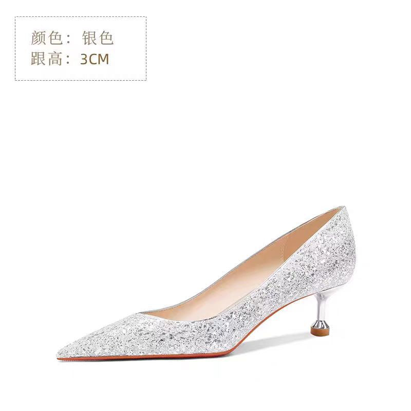 French crystal wedding shoes for women, new autumn 2024 bridal shoes, convertible high heels for wedding dress, bridesmaid sequin shoes