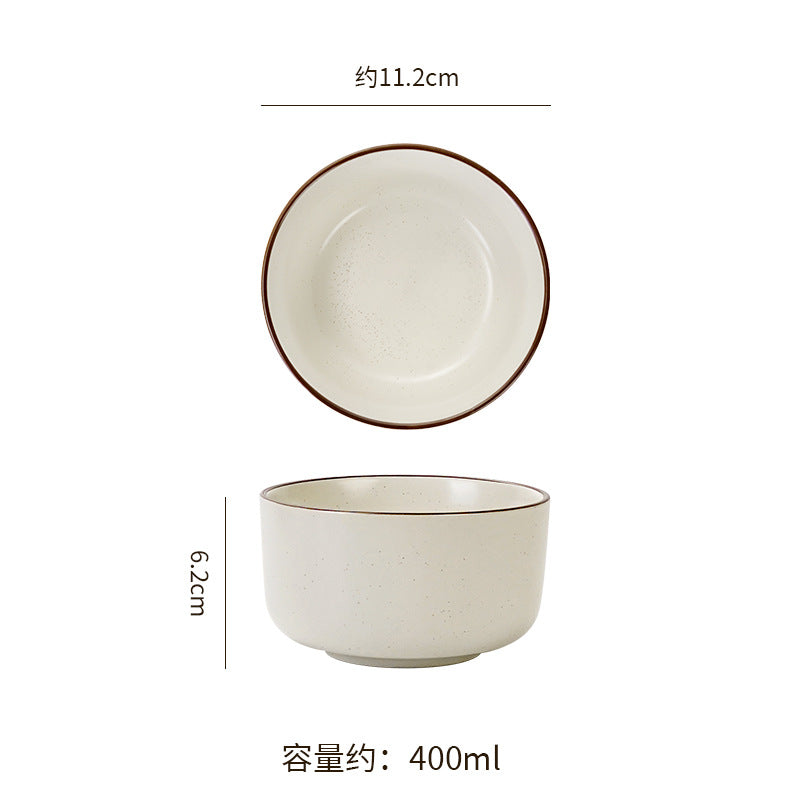 European minimalist black line dinnerware set, ceramic steak plate for restaurants and hotels, personalized fruit and salad bowl for home use