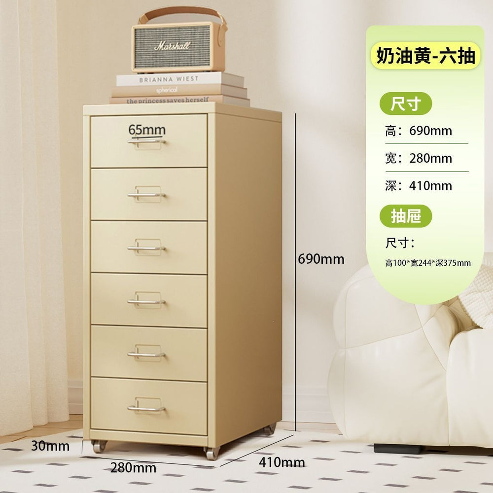 Drawer-type storage cabinet under the desk, drawer cabinet with lock, bedside table, multi-layer iron storage cabinet