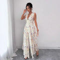 cross-border e-commerce floral digital print camisole and jumpsuit fashionable versatile women's vacation outfit