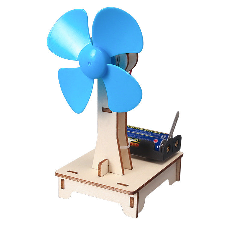 Simple electric fan, wooden splicing handmade DIY technology small production physical fun science experiment educational toy