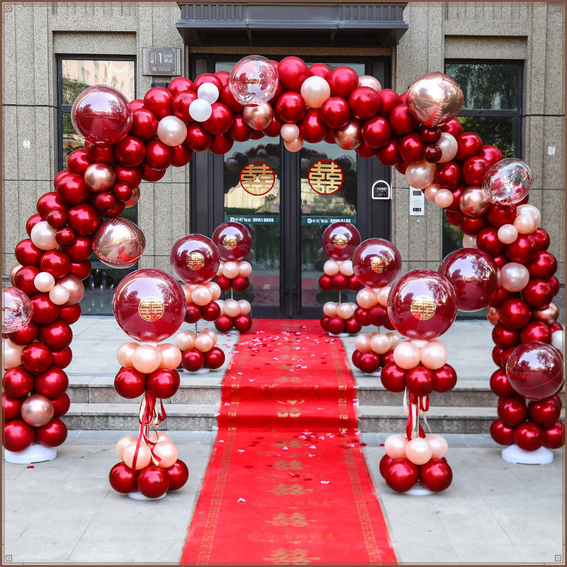 Balloon arch bracket wedding scene arrangement wedding room hotel entrance decoration wedding outdoor road flower stand column