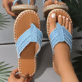Women's fashion flip-flops: summer 2024 new arrivals - flat, stitched, frayed edge, thong sandals, beach shoes, and fisherman sandals