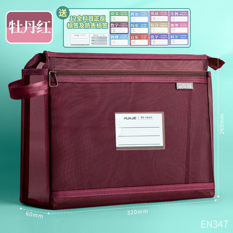 Student Carry Book Bag Transparent Document Bag Zipper Subject Bag Book Storage File Information Bag Tuition Bag