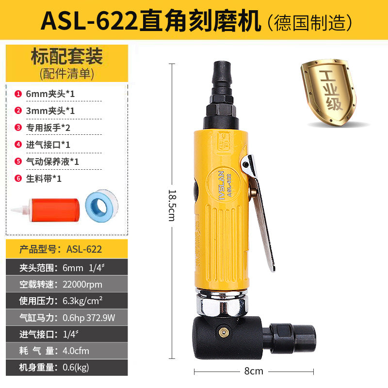 Aslan 90 degree engraving mill industrial right angle wood engraving elbow grinding sander 3mm6mm pneumatic polishing machine