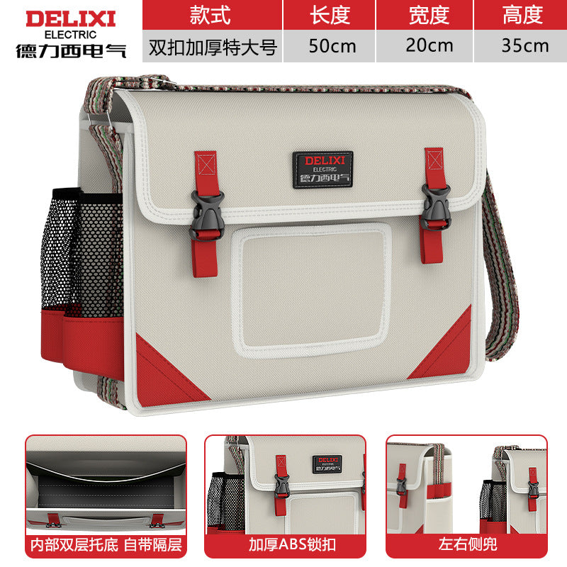 Delixi Electric and Electrical Special Shoulder Messenger Bag Multifunctional Maintenance and Installation Wear-resistant Thickened Canvas Toolkit