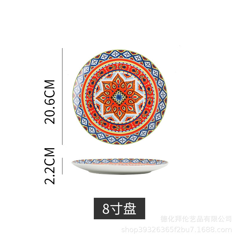 European-style light luxury banquet plating plates, restaurant artistic western dinner plates, pasta flat plates, ceramic american dinner plates, home-use steak plates