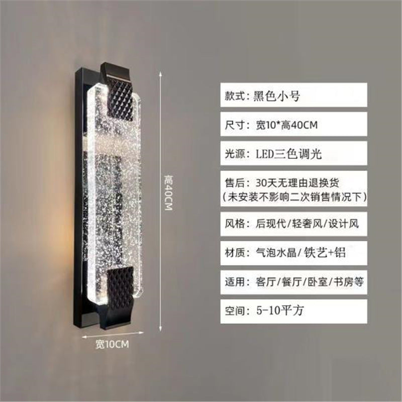Luxury crystal wall sconce - living room accent, hallway, stairway led minimalist bedroom bedside lamp - gold finish