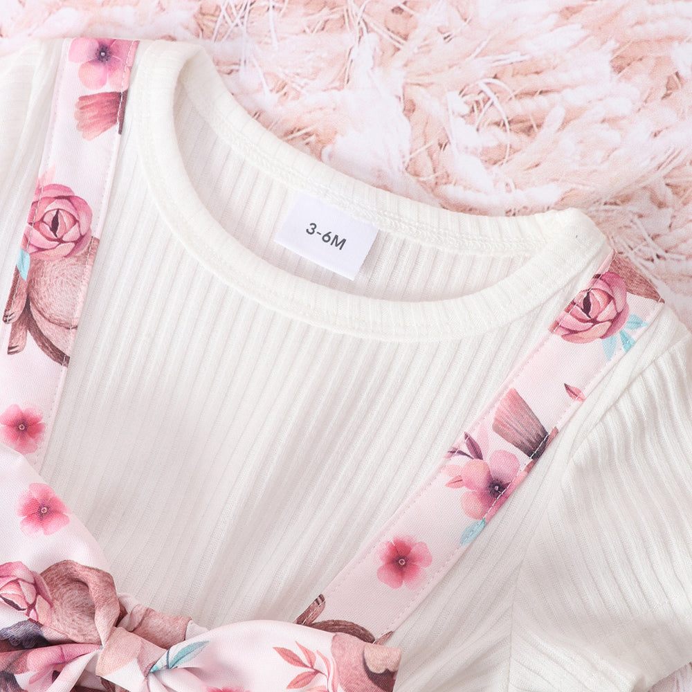 exclusive supply of infant and toddler short-sleeved bow-printed bunny dress, dropshipping available
