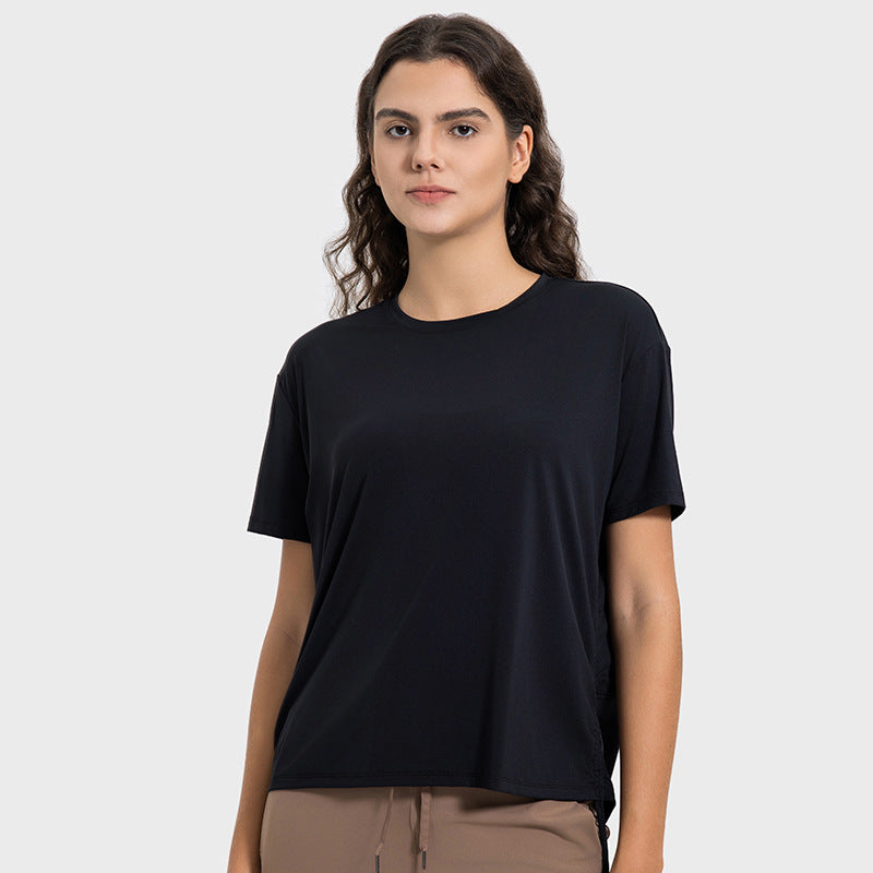 Hf millennium new arrival: cool, breathable, quick-dry drawstring ruched loose fit comfortable crew neck outdoor sports short sleeve t-shirt dss121