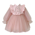 Girls' dress  spring new arrival: gentle, modern chinese style, single-breasted button, flared skirt, kids' birthday dress, trendy