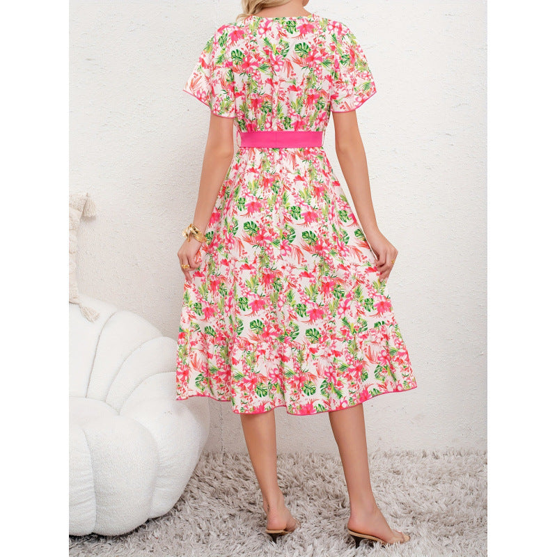 listing: new  women's original fashion v-neck tropical print dress